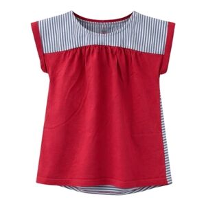 Hanna Andersson red blue white stripes color block t shirt girls size 100 4 4T